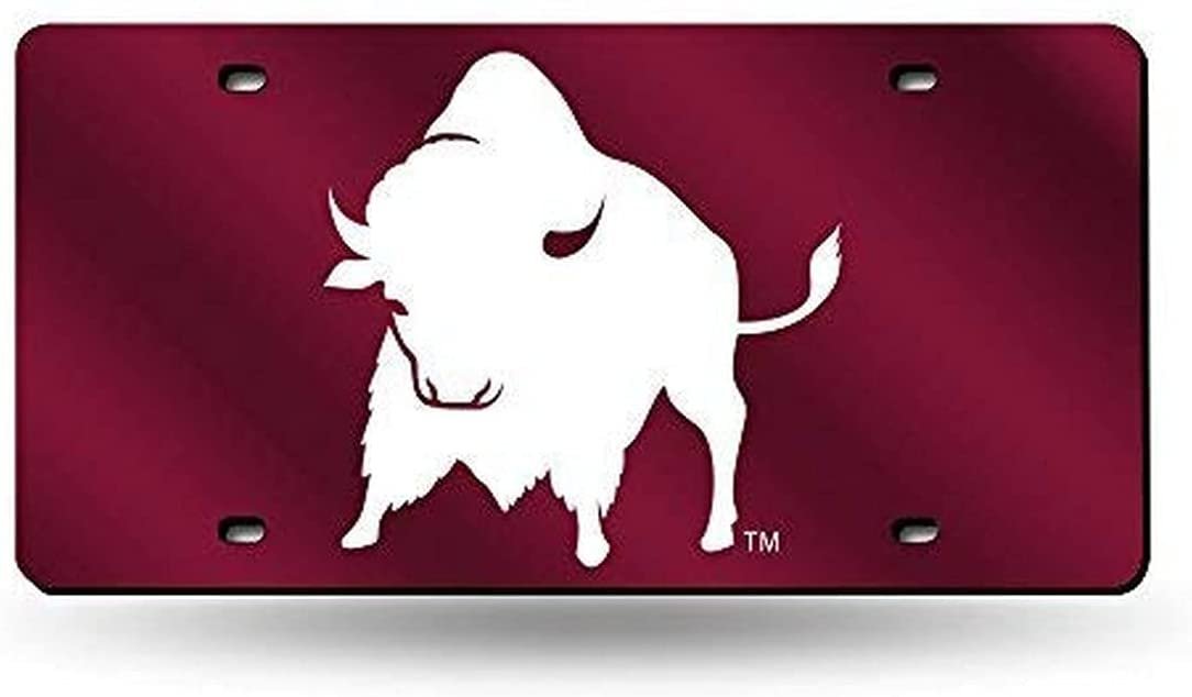 West Texas A&M University Buffaloes Premium Laser Cut Tag License Plate, Red Mirrored Acrylic Inlaid, 12x6 Inch