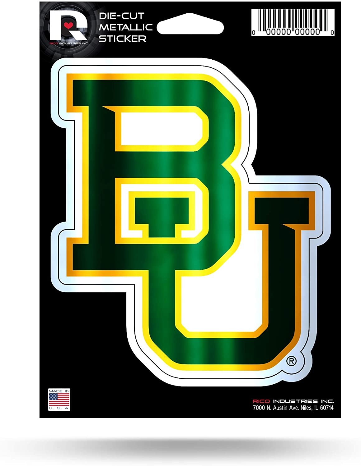 Baylor University Bears 5 Inch Die Cut Flat Vinyl Decal Sticker Chrome Metallic Shimmer Design Adhesive Backing