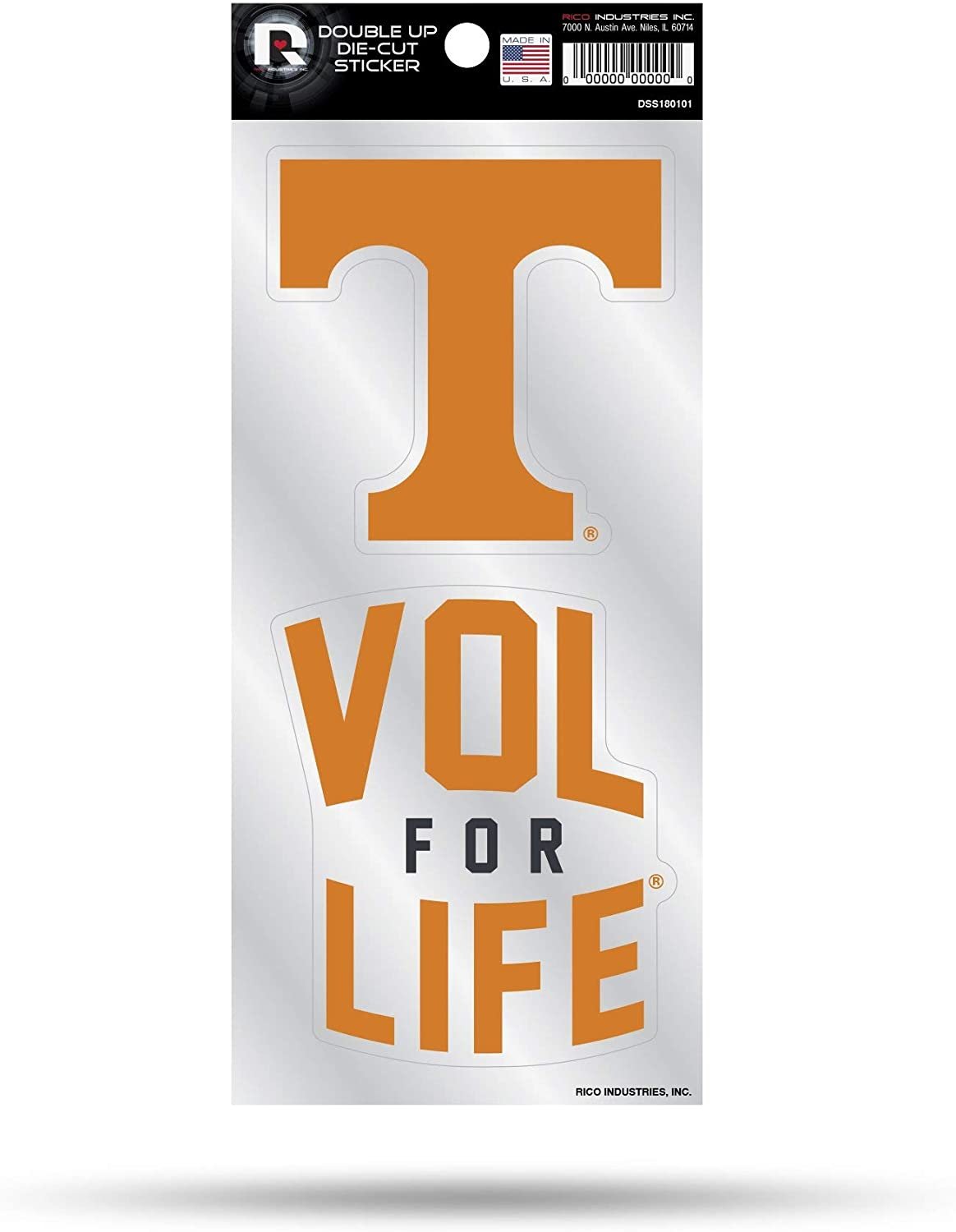 University of Tennessee Volunteers 2-Piece Double Up Die Cut Sticker Decal Sheet, 4x8 Inch
