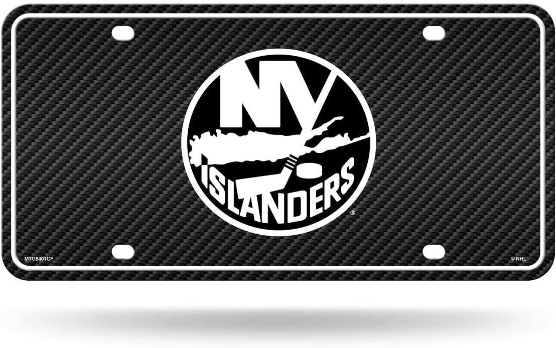 New York NY Islanders Metal Auto Tag License Plate, Carbon Fiber Design, 6x12 Inch
