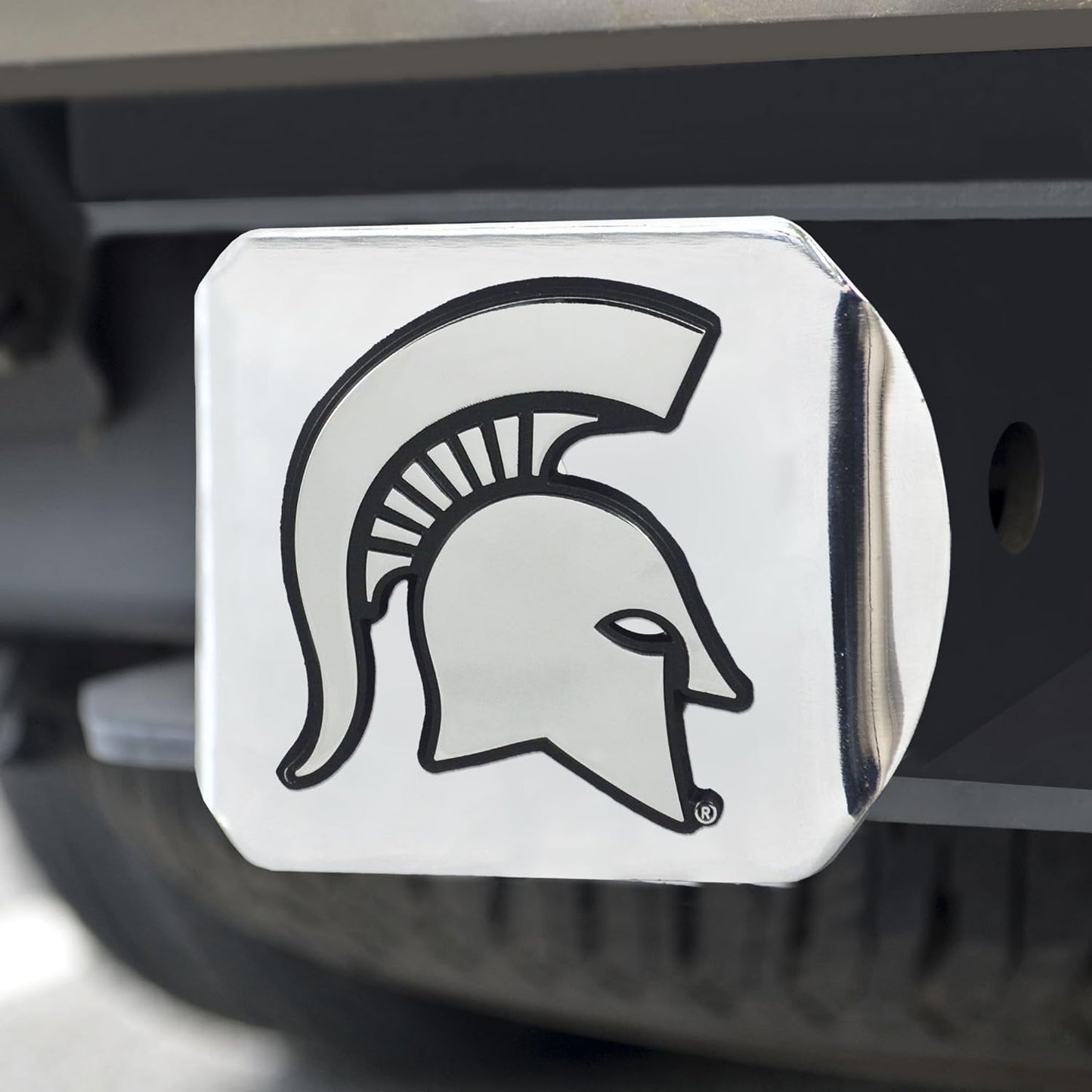 Michigan State University Spartans Hitch Cover Solid Metal with Raised Chrome Metal Emblem 2" Square Type III