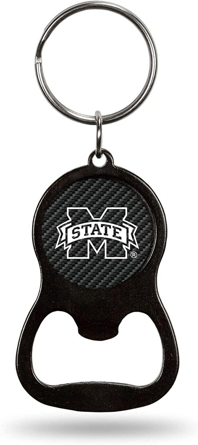 Mississippi State University Bulldogs Premium Solid Metal Keychain Bottle Opener, Carbon Fiber Design