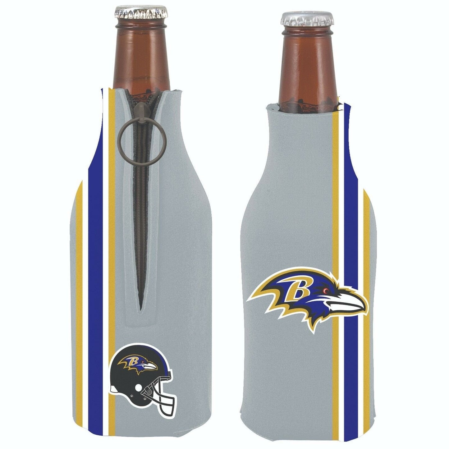Baltimore Ravens 2-PACK Zipper BOTTLE Retro THROWBACK Koozie Neoprene Football