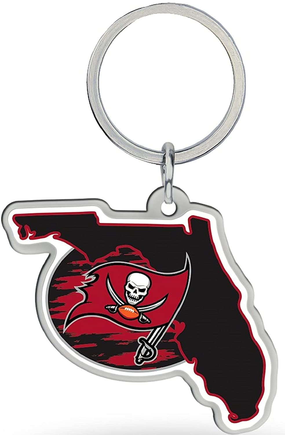 Tampa Bay Buccaneers Premium Metal Keychain, State Shaped, Team Color