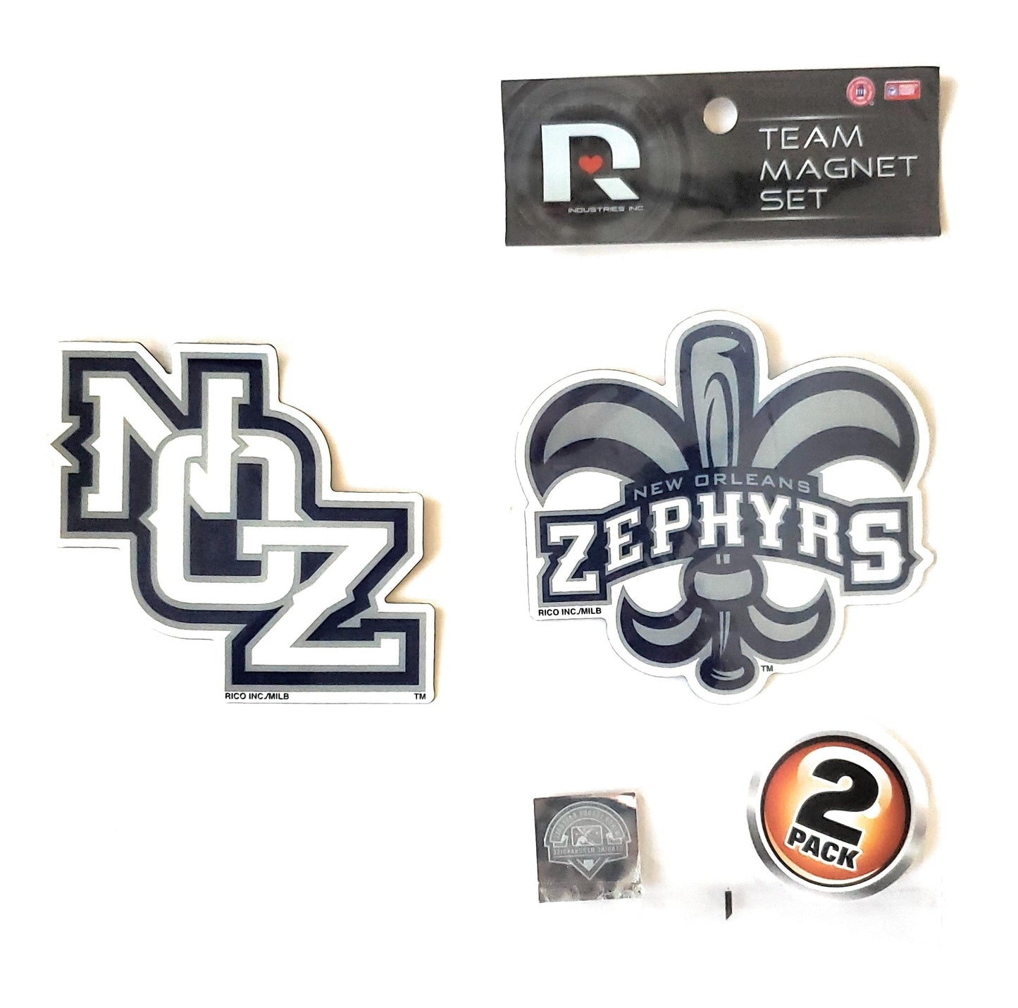 New Orleans Zephyrs 2-Piece Die Cut Team Logo Magnet Set, 3 Inch Magnets, Home or Auto Use, Officially Licensed, Made in the USA