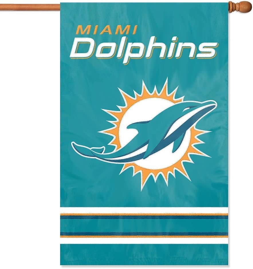 Miami Dolphins Premium Double Sided House Banner Flag, 28x44 Inch, Applique Emroidered, Logo Design