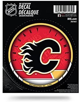 Calgary Flames 4 Inch Round Vinyl Decal Sticker, Full Adhesive Backing
