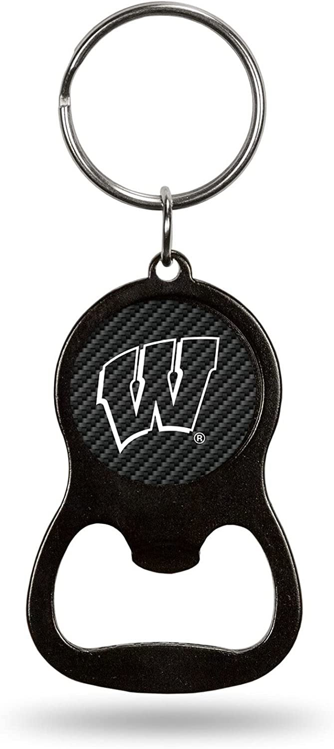 University of Wisconsin Badgers Keychain Bottle Opener Carbon Fiber Design Metal