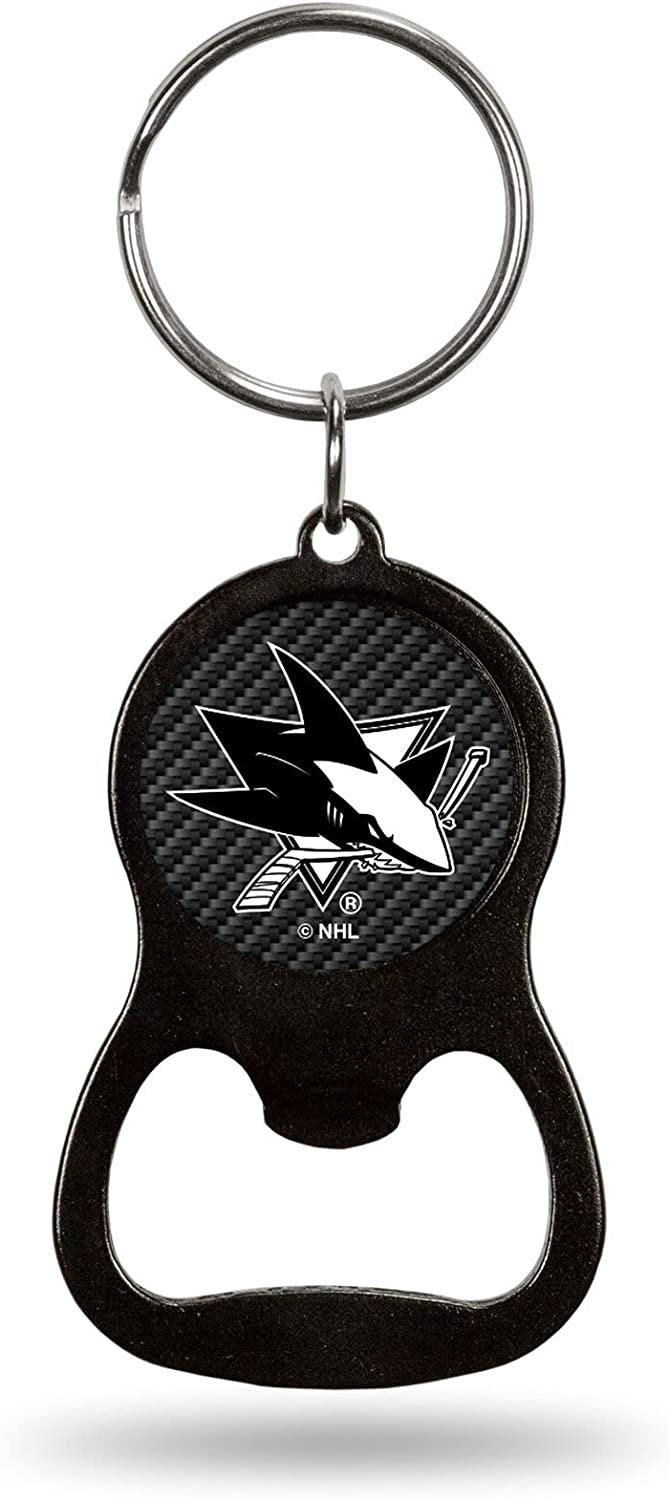 San Jose Sharks Keychain Bottle Opener Carbon Fiber Design Metal Hockey