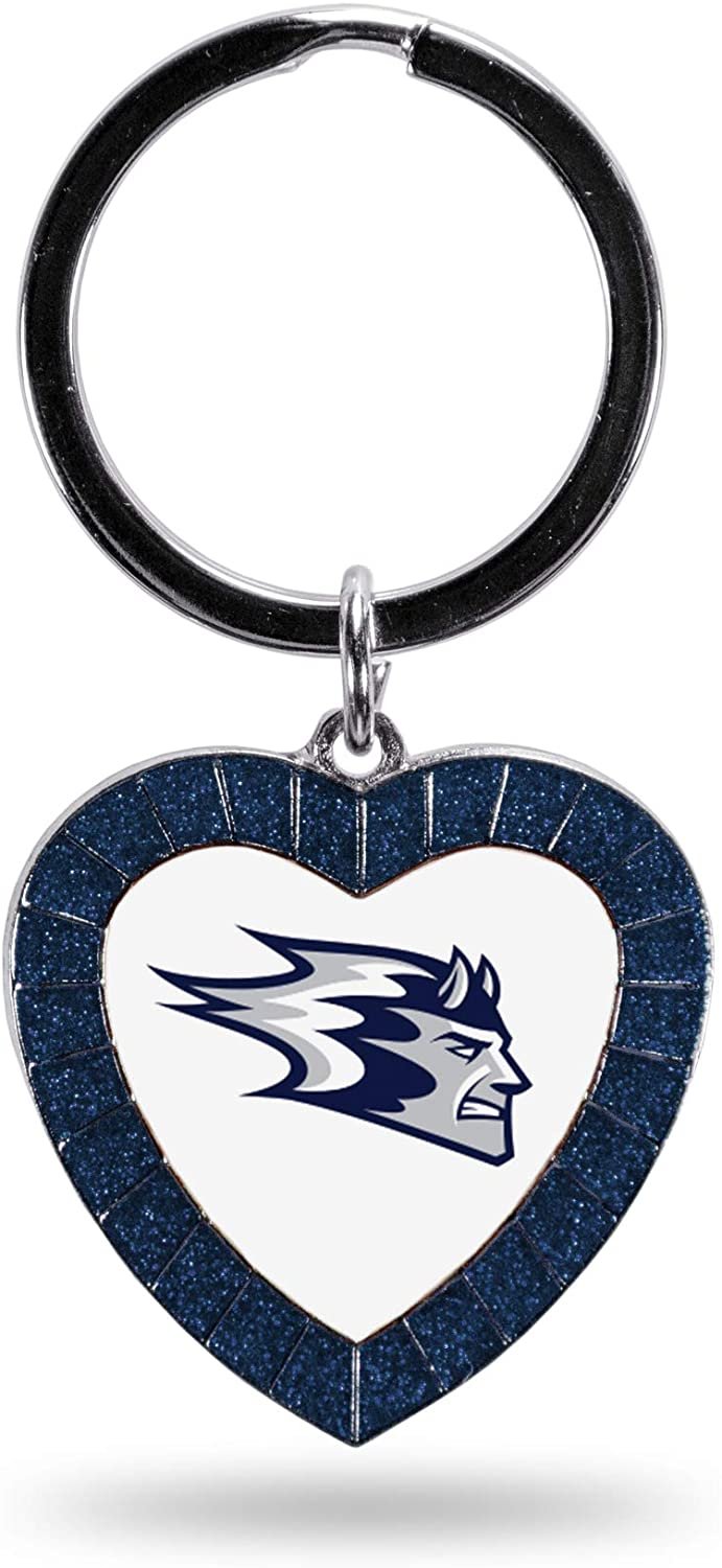 Wisconsin-Stout Blue Devils NCAA Rhinestone Heart Colored Keychain, Navy, 3-inches in length
