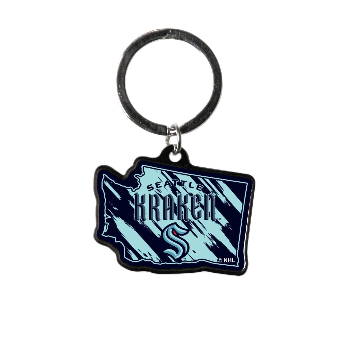 Seattle Kraken Premium Metal Keychain, State Shaped, Team Color