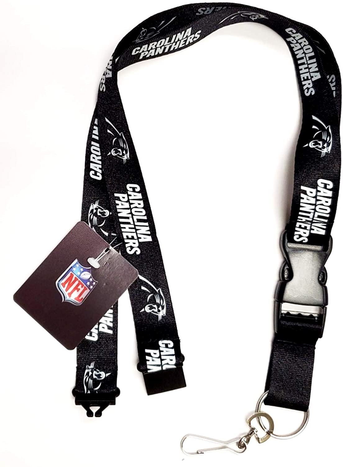 Carolina Panthers Blackout Design Premium Lanyard Keychain Double Sided Breakaway Safety Design Adult 18 Inch