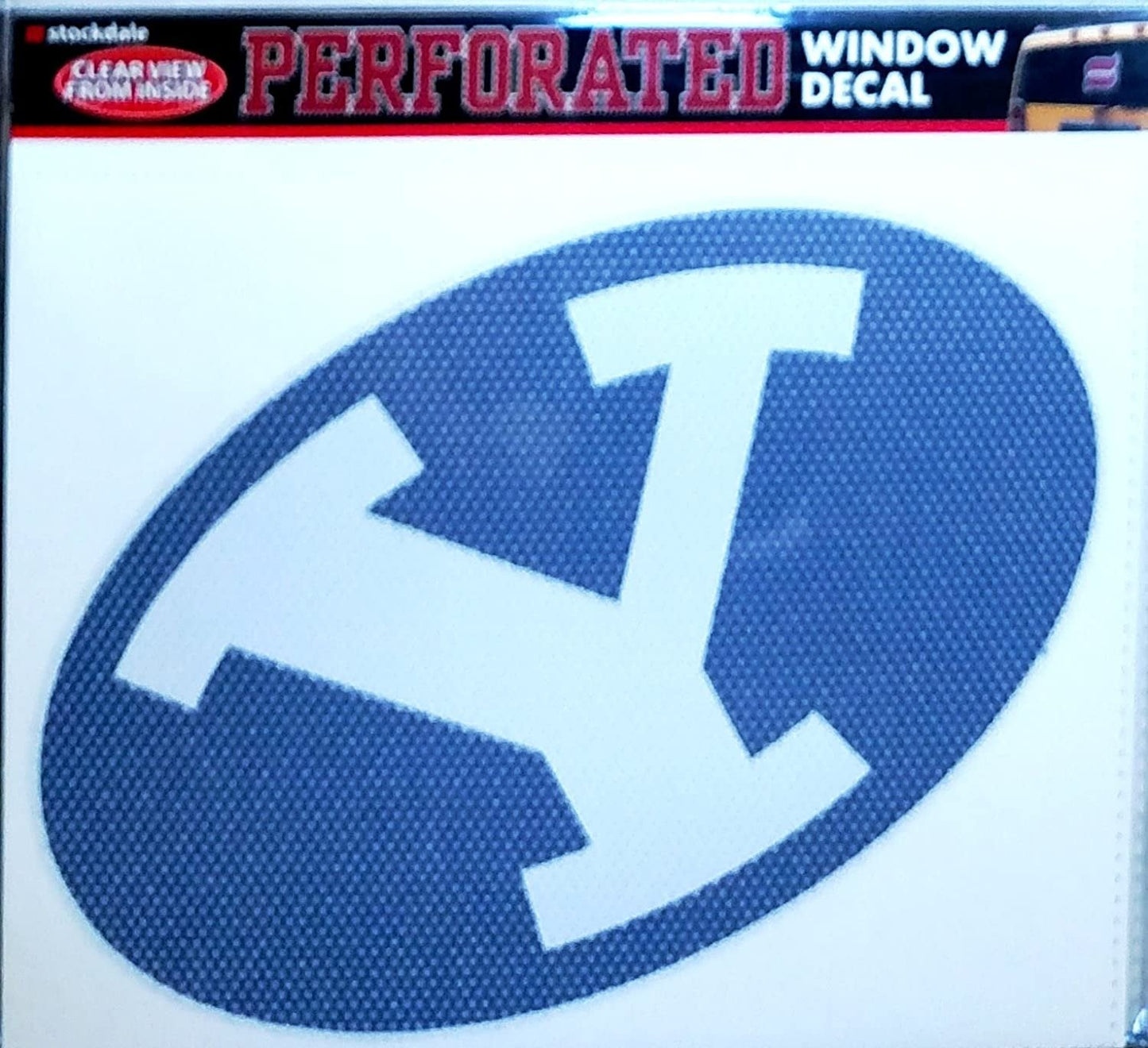 Brigham Young University Cougars BYU 8 Inch Preforated Window Film Decal Sticker, One-Way Vision, Adhesive Backing