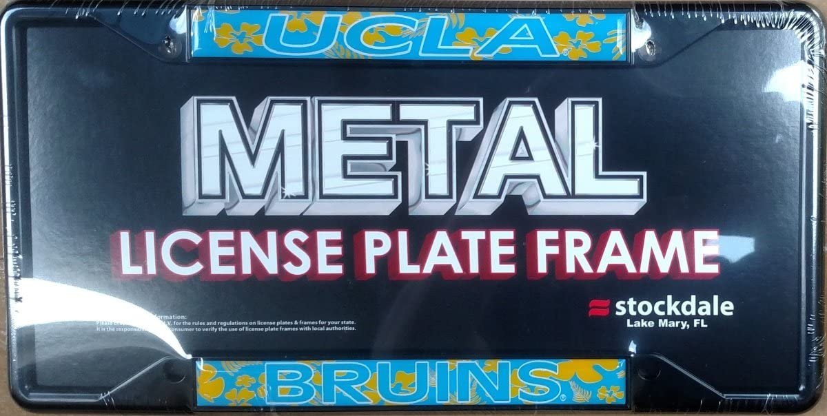 UCLA Bruins Black Metal License License Plate Frame Tag Cover, EZ View Design, 12x6 Inch
