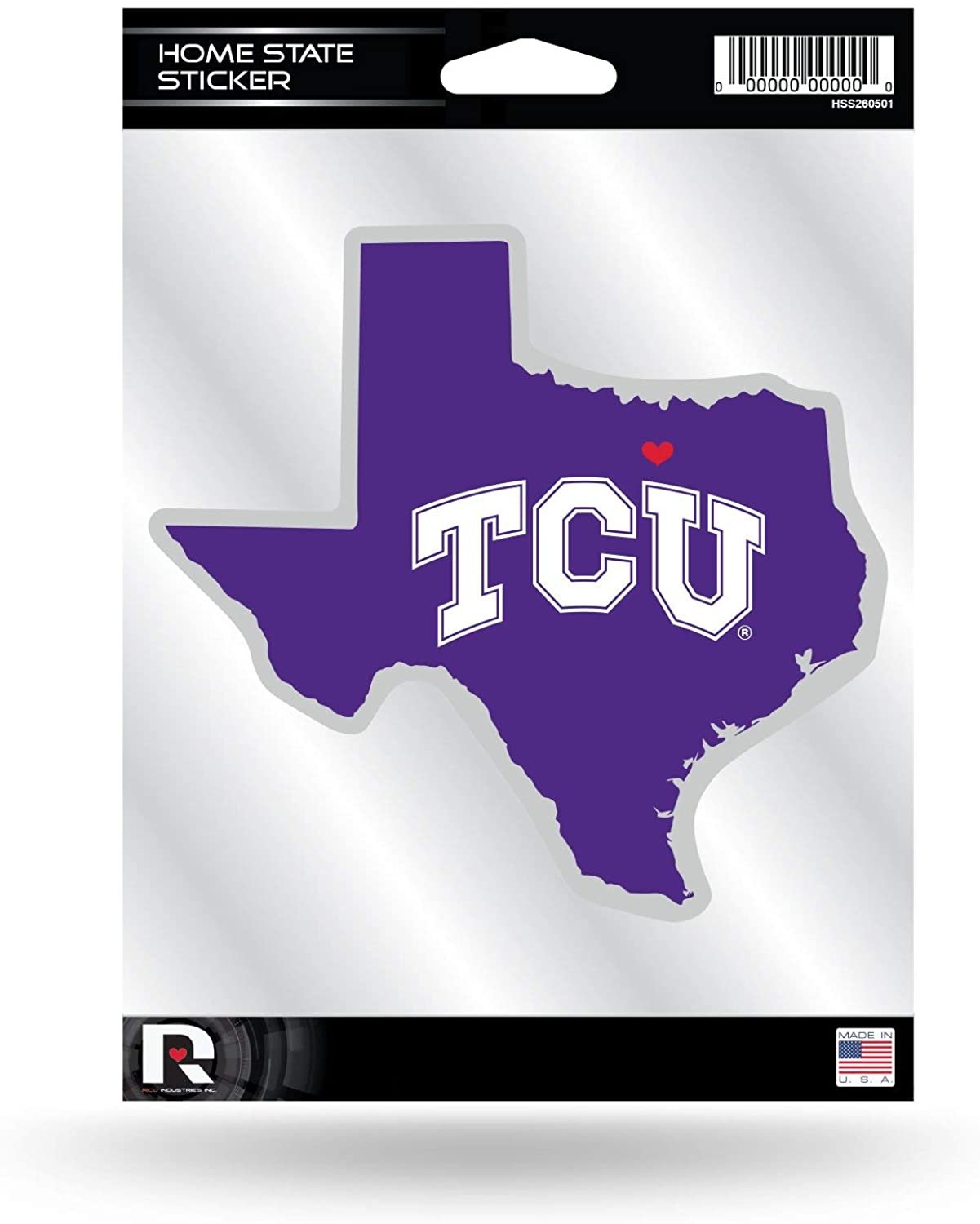 Texas Christian University Horned Frogs TCU Home State Sticker Decal Flat Vinyl 5 Inch