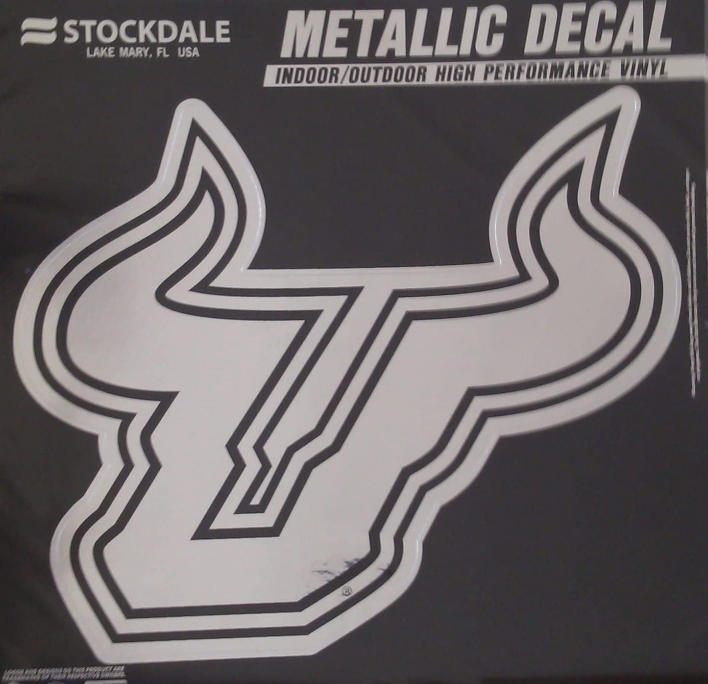 University of South Florida Bulls USF 12 Inch Decal Sticker, Metallic Chrome Shimmer Design