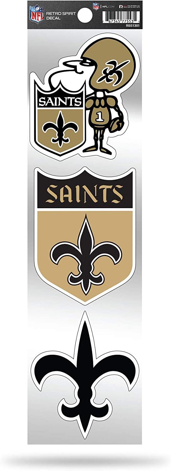 New Orleans Saints NFL 3-Piece Retro Spirit Decals, Team Color, Size of individual decals will vary