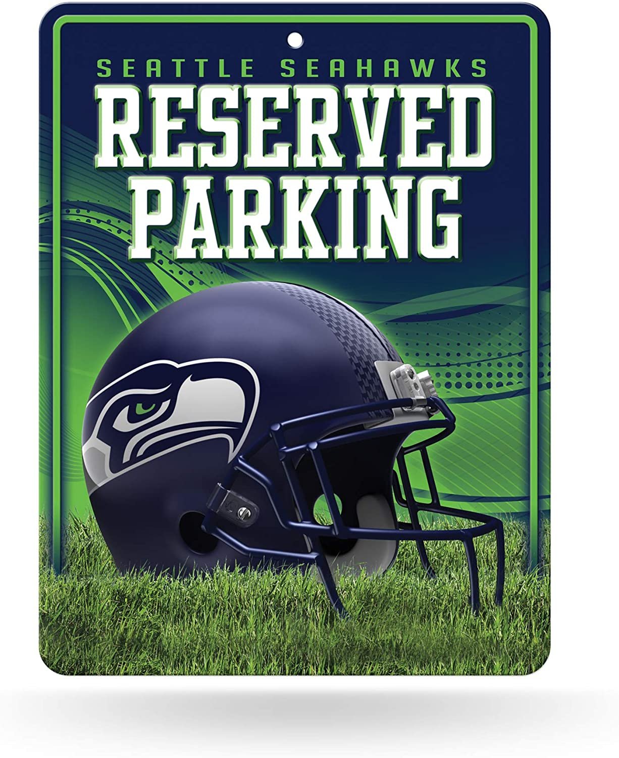Seattle Seahawks Premium Metal Wall Parking Sign, 8.5x11 Inch, Primary Design, Great for Man Cave, Bed Room, Office, Home Decor