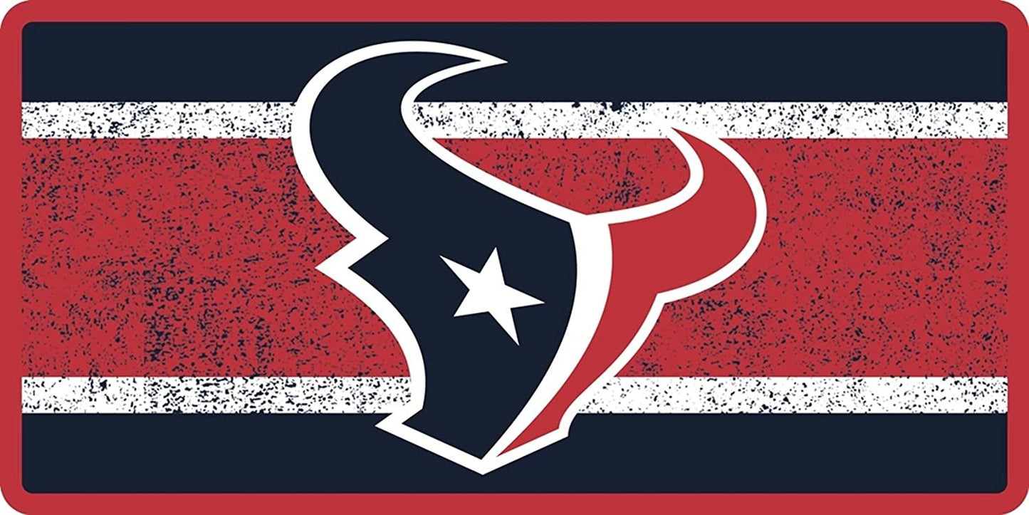 Houston Texans Premium Laser Tag License Plate, Acrylic Inlaid, Vintage Design, 6x12 Inch