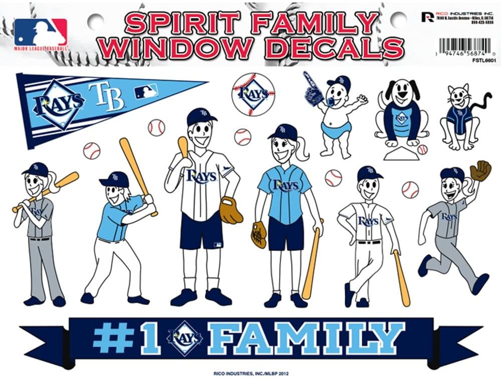 Tampa Bay Rays Spirit Family Decal Sticker Sheet, 8.5 x 11-inches