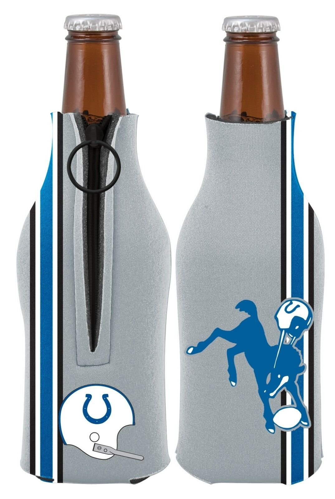 Indianapolis Colts 2-PACK Zipper BOTTLE Retro THROWBACK Koozie Neoprene Football