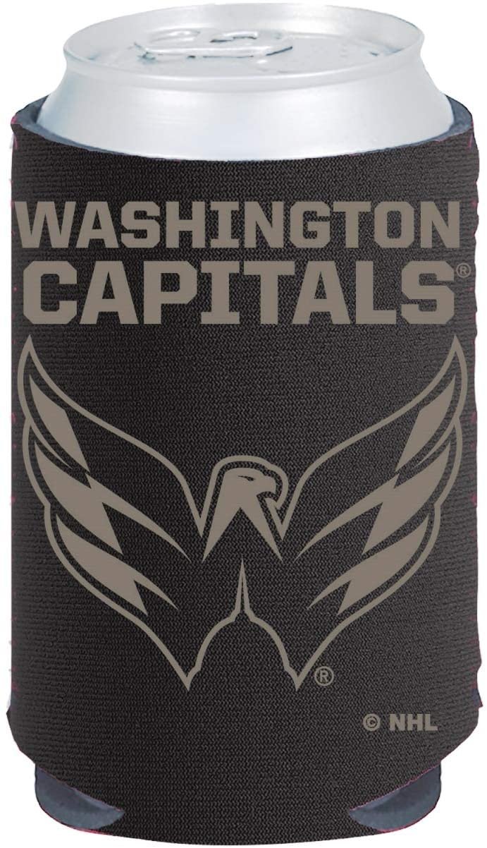Washington Capitals 2-Pack CAN Tonal Black Logo Beverage Insulator Neoprene Holder Cooler Coolie Hockey