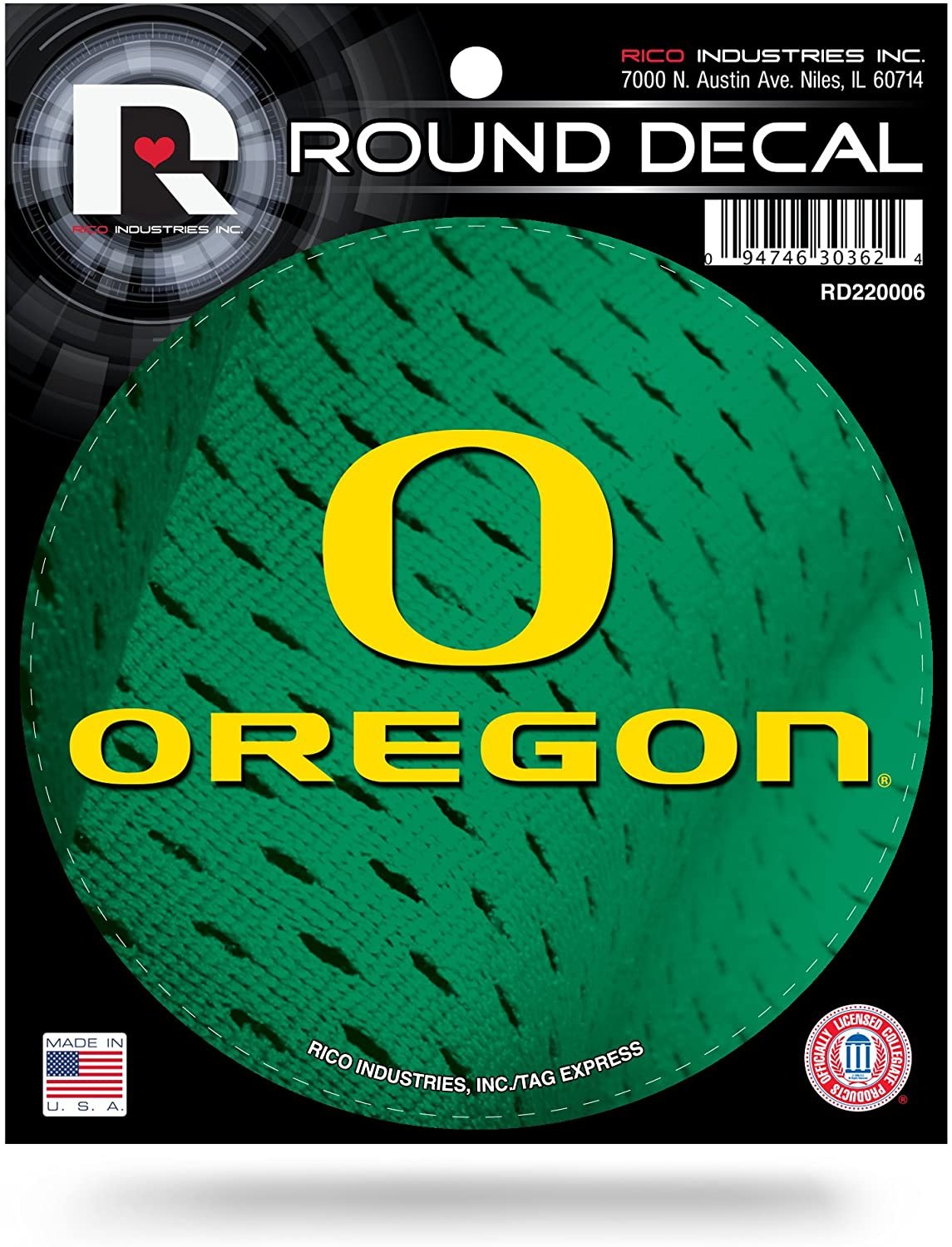 University of Oregon Ducks 4 Inch Round Decal Sticker, Full Adhesive Backing
