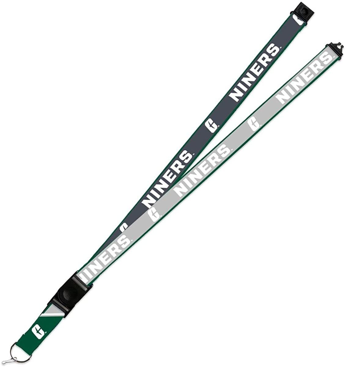 North Carolina Charlotte 49ers Lanyard Keychain 2-sided Breakaway Clip GRAY University of