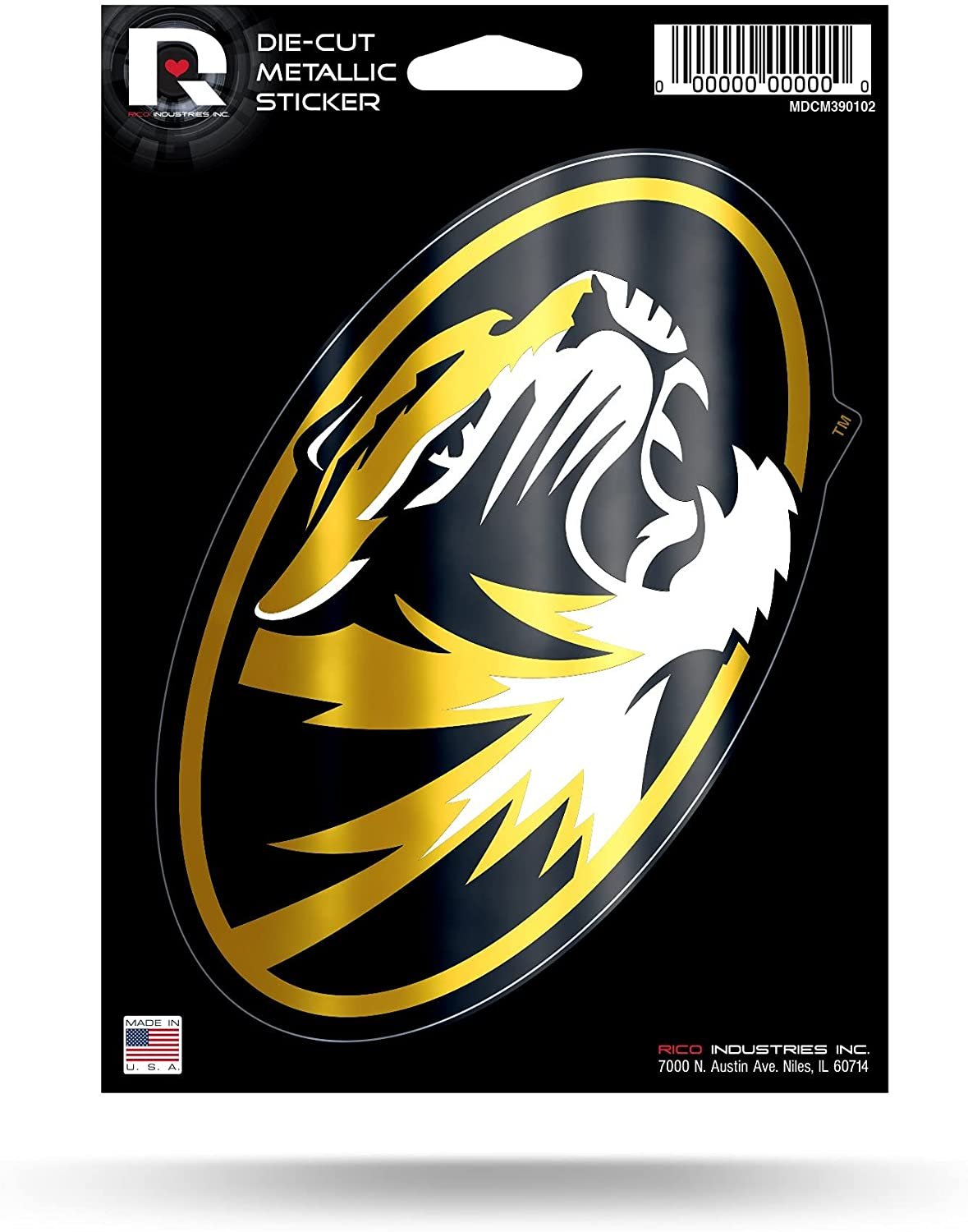 University of Missouri Tigers 5 Inch Sticker Decal Metallic Shimmer Design Flat Vinyl
