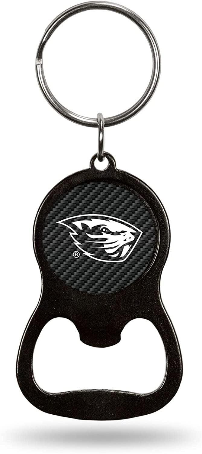 Oregon State University Beavers Premium Solid Metal Keychain Bottle Opener, Carbon Fiber Design