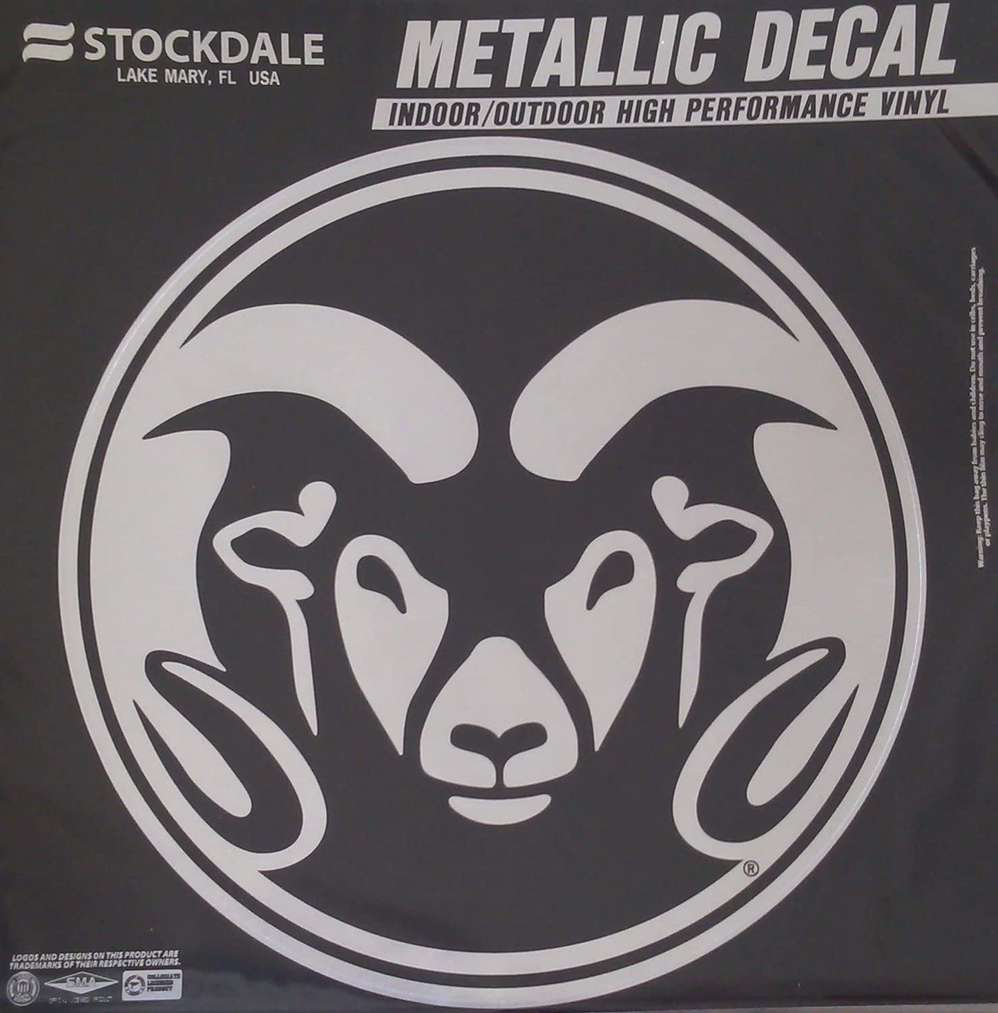 Colorado State University Rams 6 Inch Decal Sticker, Metallic Chrome Shimmer Design