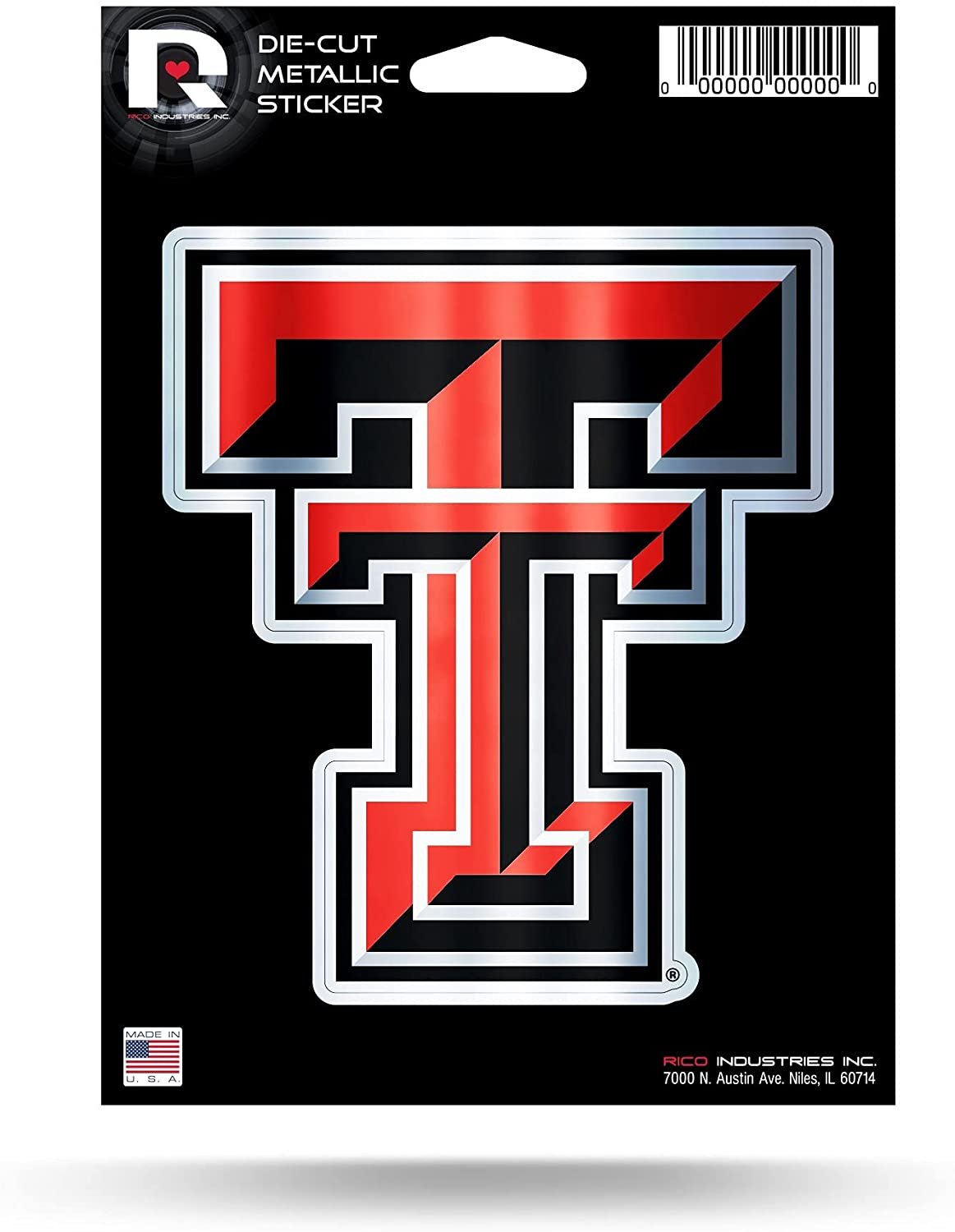 Texas Tech University Red Raiders 5 Inch Sticker Decal Metallic Shimmer Design Flat Vinyl