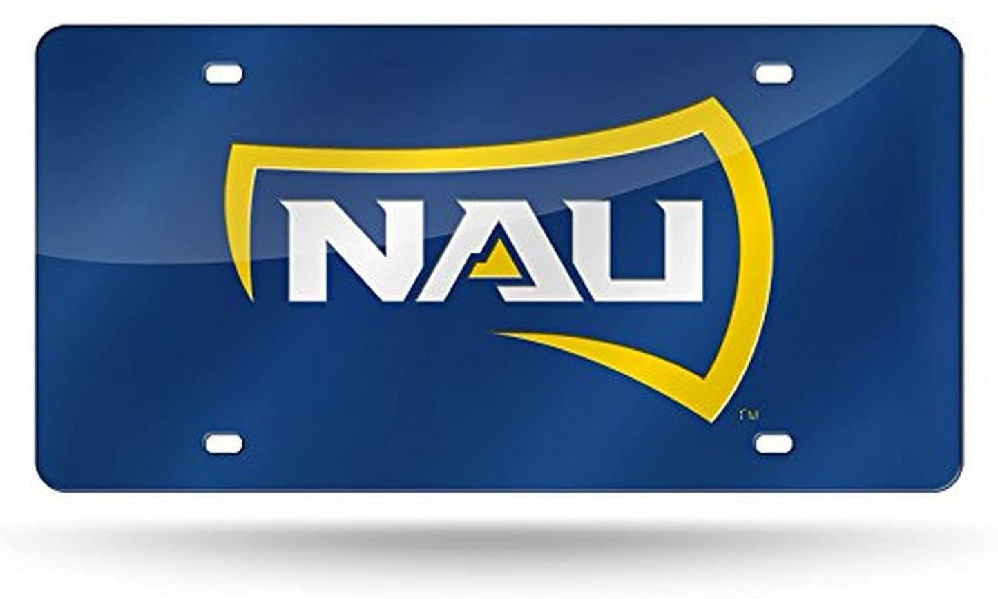 Northern Arizona University Lumberjacks Premium Laser Cut Tag License Plate, Blue Mirrored Acrylic Inlaid, 12x6 Inch