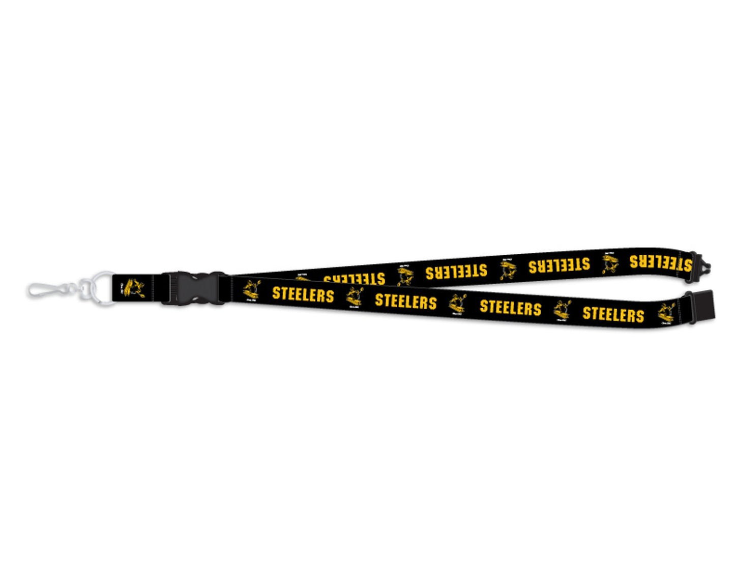 Pittsburgh Steelers Premium Lanyard Keychain, Breakaway Safety Style, Retro Design, Adult Size, 36 x .75 Inch
