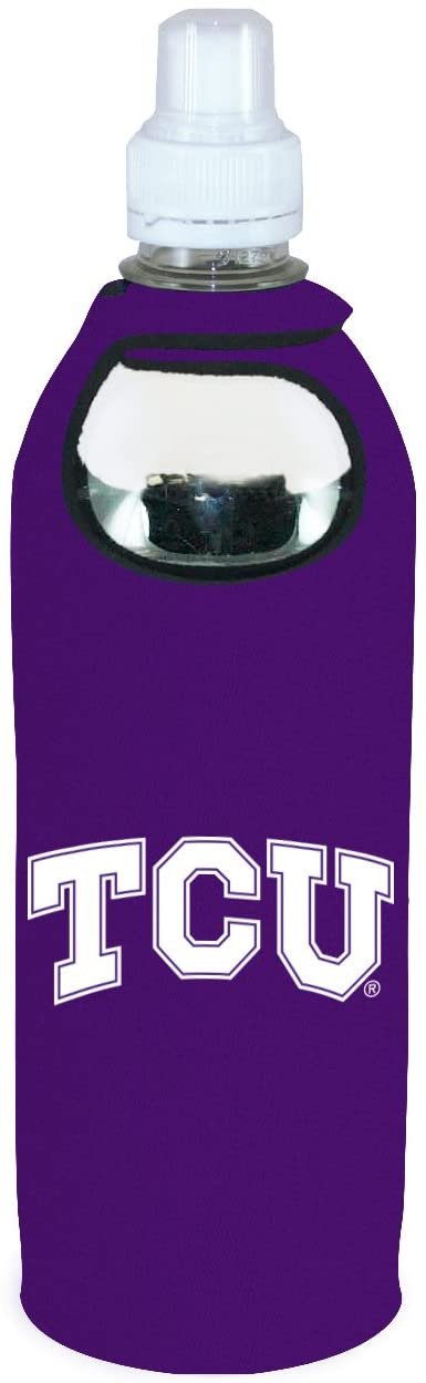 Texas Christian Horned Frogs TCU 1/2 Liter Water Bottle Neoprene Beverage Insulator Holder Cooler with Clip University of