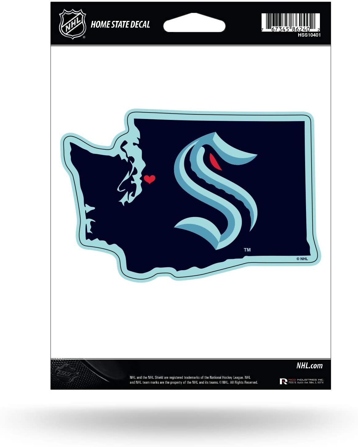 Seattle Kraken 5 Inch Sticker Decal, Home State Design, Flat Vinyl, Full Adhesive Backing