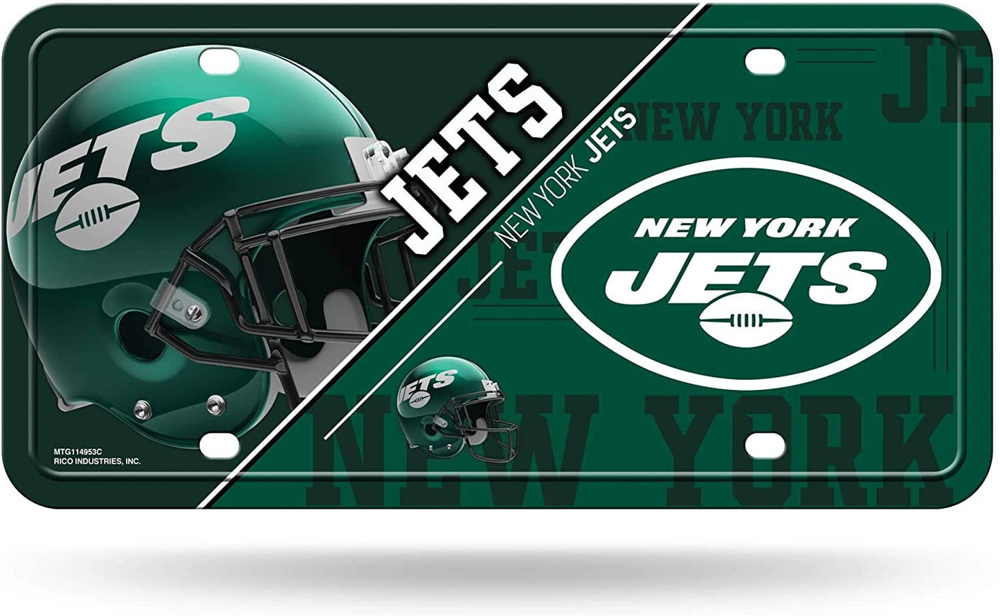 New York Jets Metal Auto Tag License Plate, Split Design, 12x6 Inch