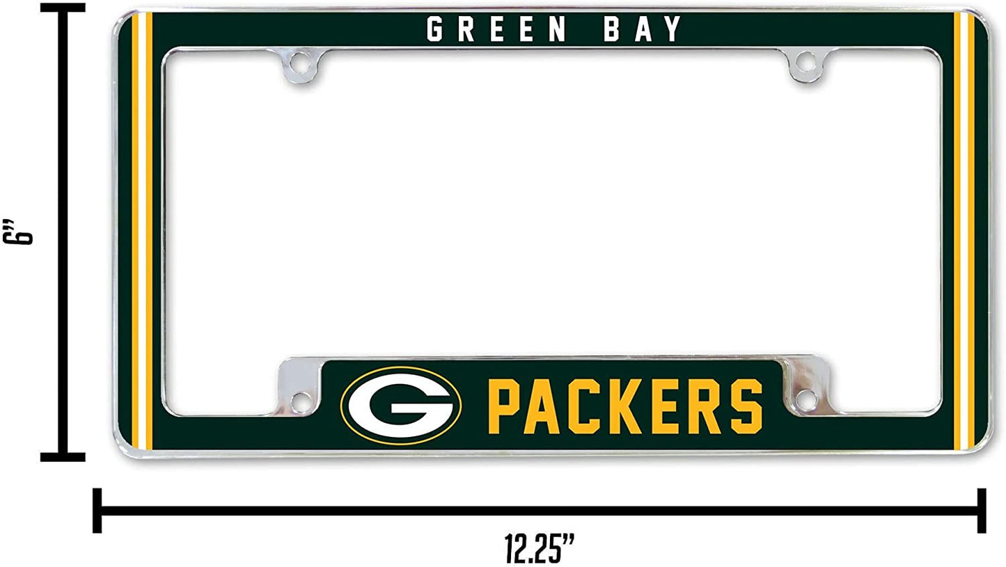 Green Bay Packers Metal License Plate Frame Chrome Tag Cover Alternate Design 6x12 Inch