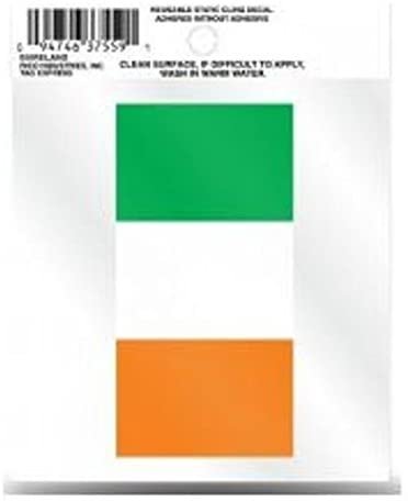 Ireland National Soccer Team World Cup, 3 Inch Static Cling, Full Clear Adhesive Backing, Easy Peel and Stick Application, Removable and Reusable, Made in the USA
