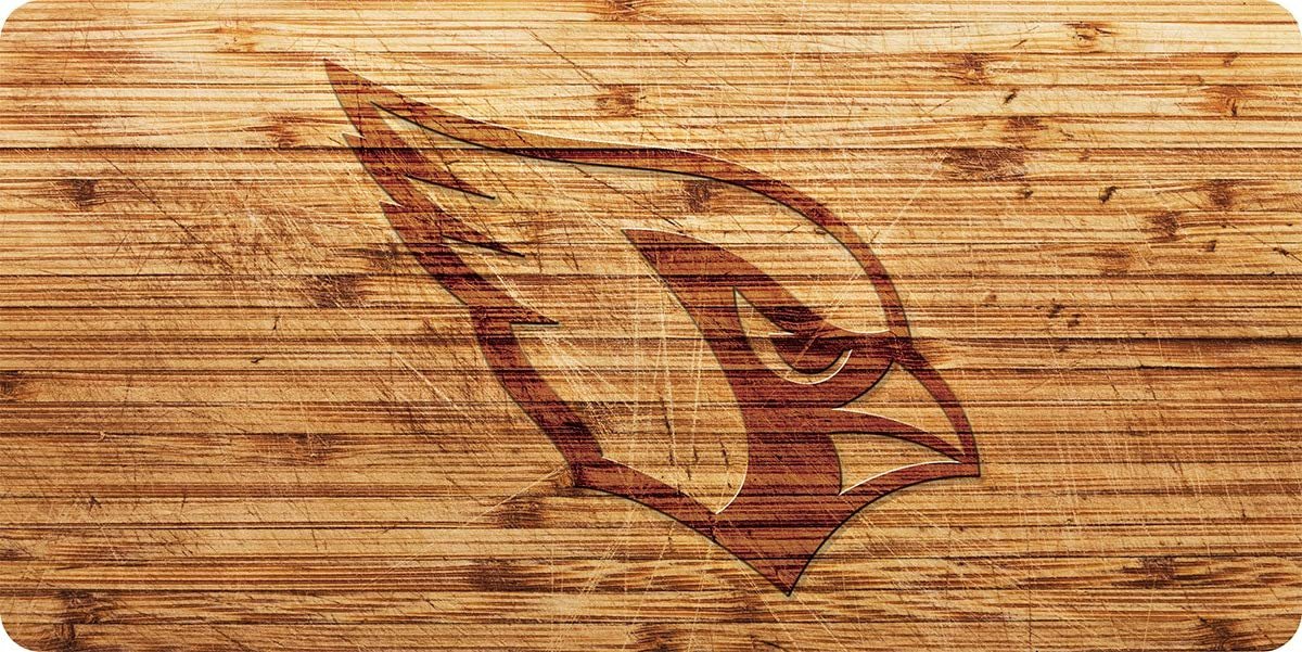 Arizona Cardinals Premium Laser Cut Tag License Plate, Woodgrain Design, Acrylic Inlaid, 12x6 Inch