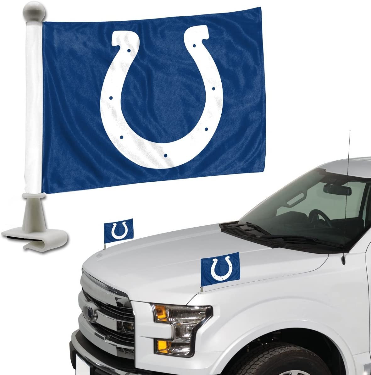 Indianapolis Colts Car Flag Set, Ambassador Style, 4x6 Inch Double Sided Flags, Set of 2