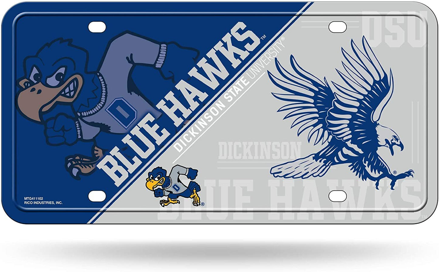 Dickinson State University Blue Hawks Metal Tag License Plate Auto Novelty 12x6 Inch