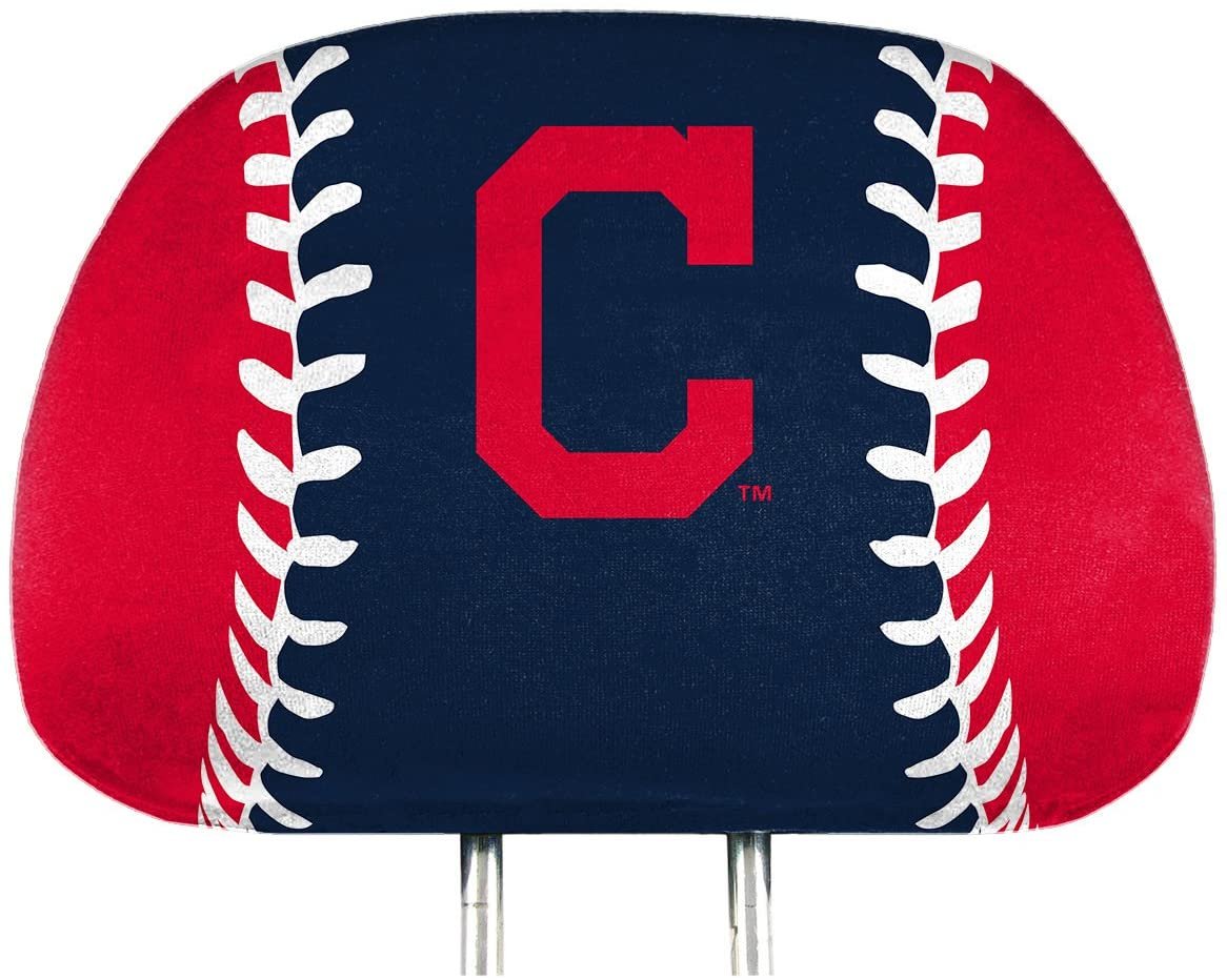 Cleveland Indians Guardians Pair of Premium Auto Head Rest Covers, Full Color Printed, Elastic, 14x10 Inch