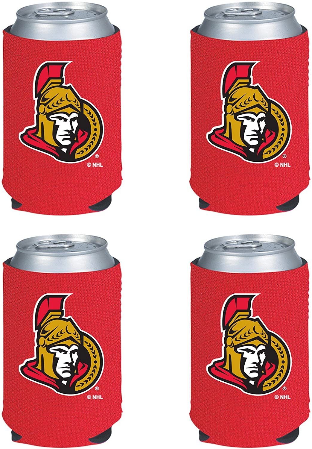 Ottawa Senators 4-Pack of 12oz Drink Can Cooler Insulated Neoprene Beverage Holder, Logo Design