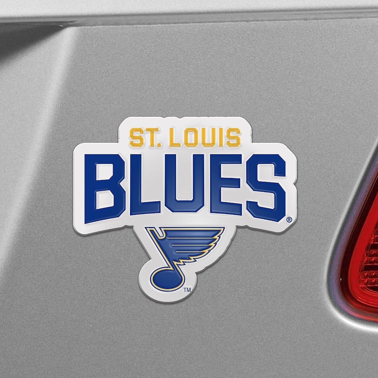 St Louis Blues Embossed Color Auto Emblem, Raised Aluminum Metal, Full Adhesive Backing, Officially Licensed
