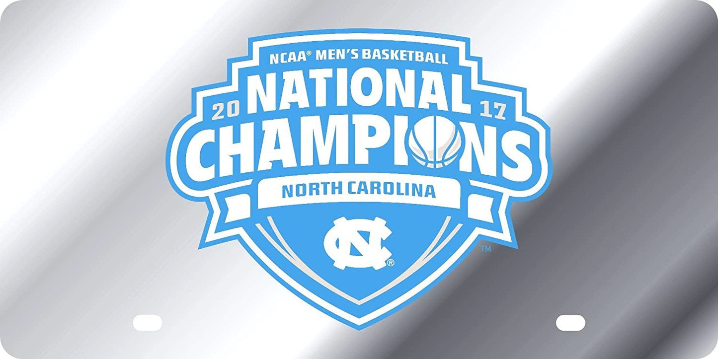 University of North Carolina Tar Heels 2017 Champions Premium Laser Cut Tag License Plate, Mirrored Acrylic Inlaid, 6x12 Inch