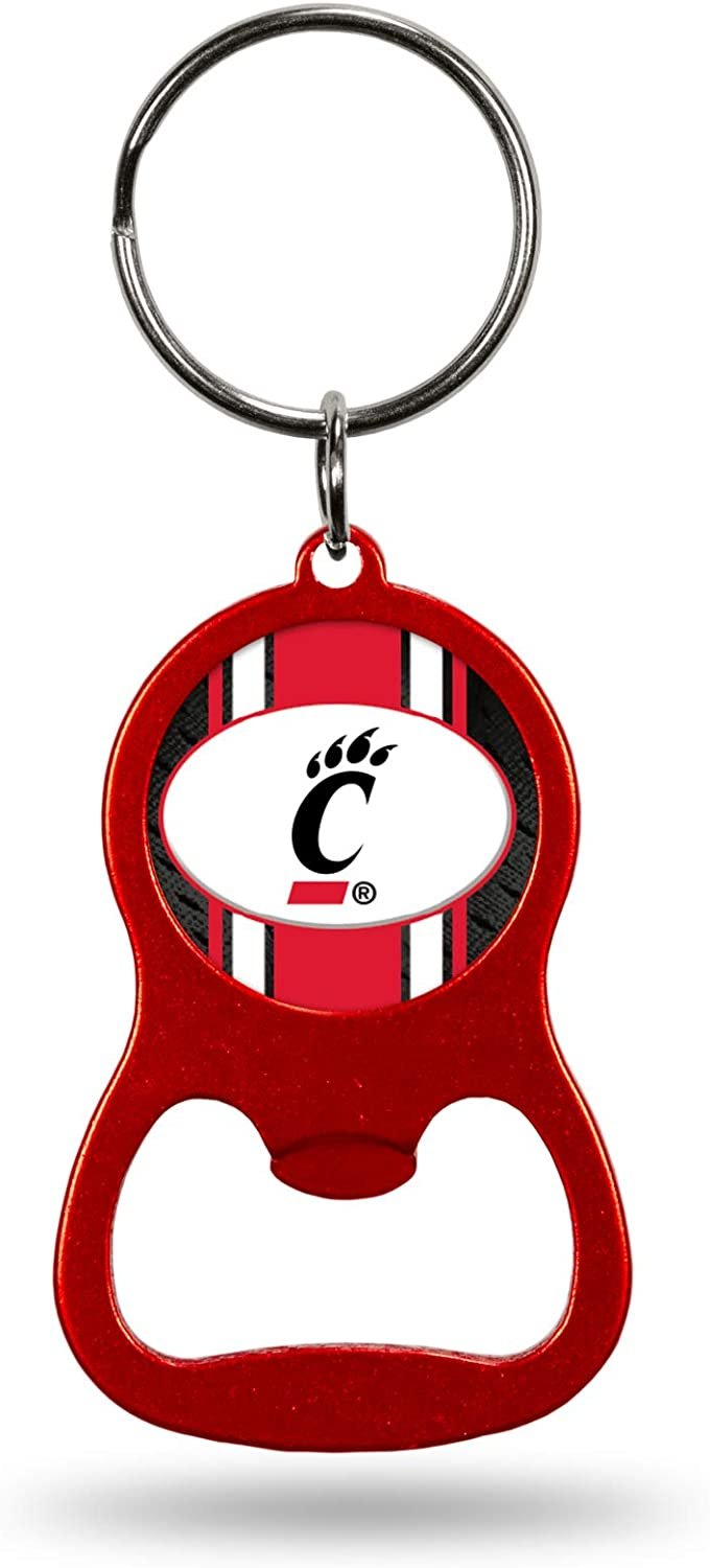 University of Cincinnati Bearcats Premium Solid Metal Bottle Opener Keychain, Key Ring, Team Color