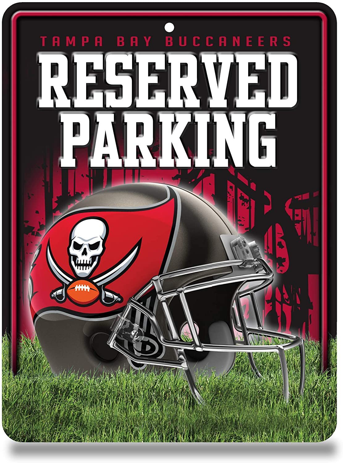 Tampa Bay Buccaneers Metal Wall Parking Sign, 8.5x11 Inch, Primary Design, Great for Man Cave, Bed Room, Office, Home Decor