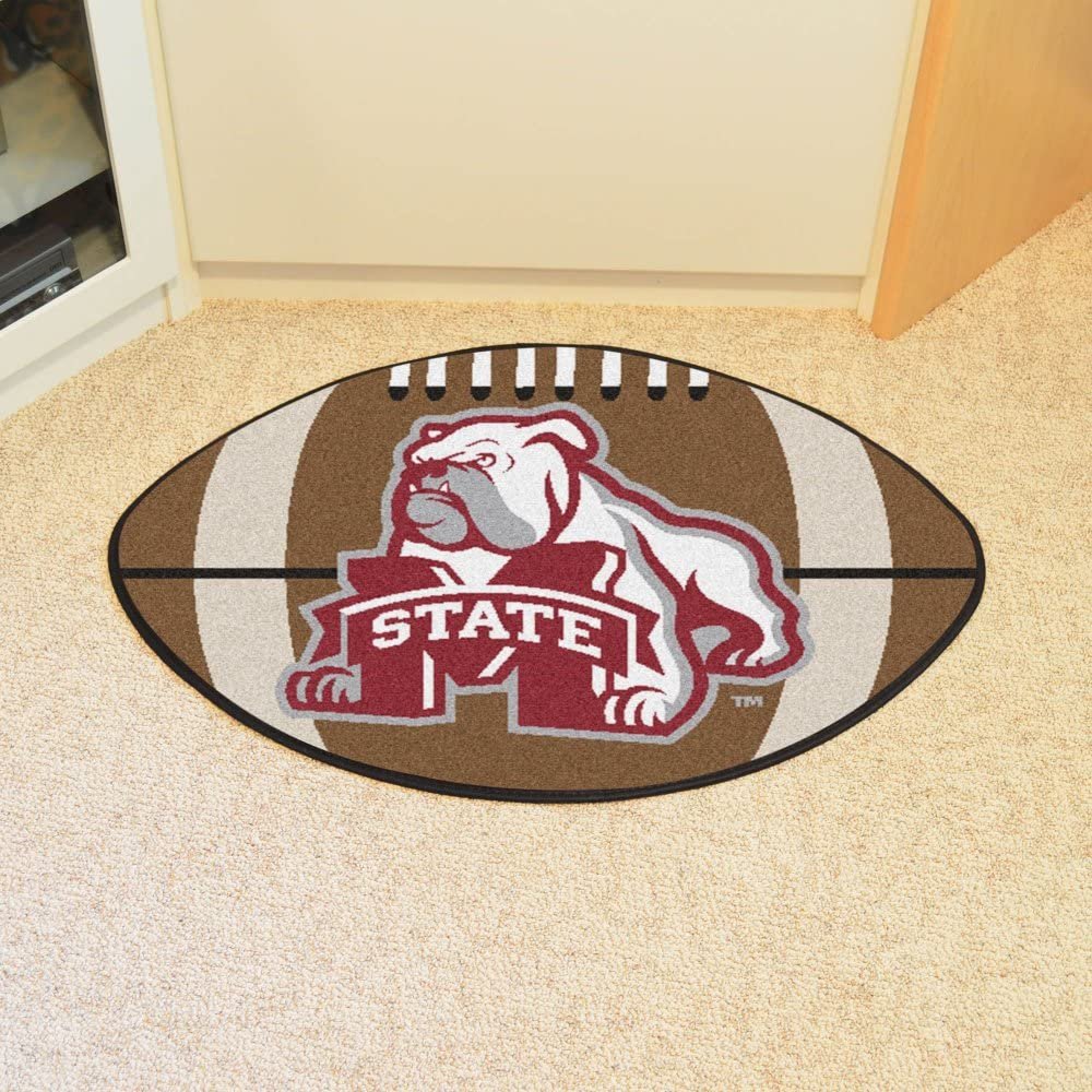 Mississippi State University Bulldogs Floor Mat Area Rug, 20x32 Inch, Non-Skid Backing, Football Design