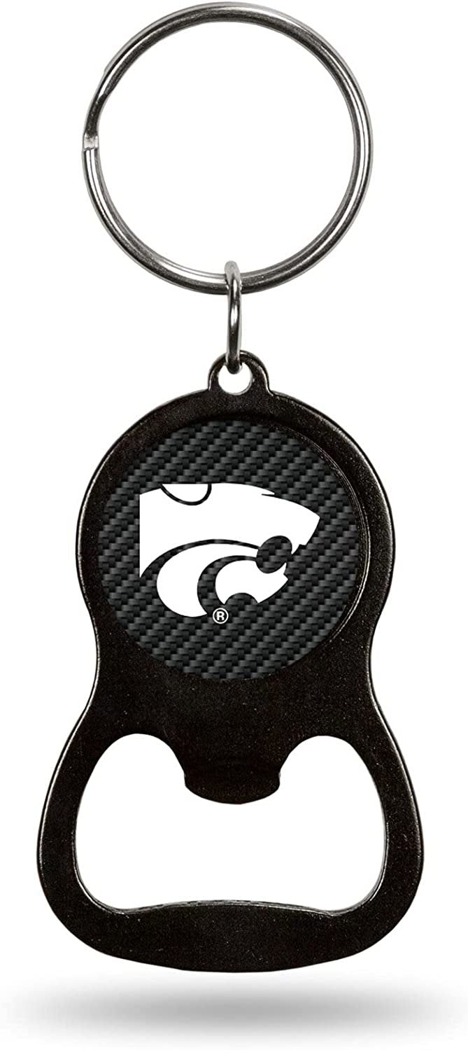 Kansas State University Wildcats Premium Solid Metal Keychain Bottle Opener, Carbon Fiber Design
